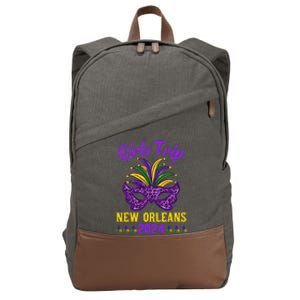 Trip New Orleans 2024 Mardi Gras Mask Friends Vacation Cotton Canvas Backpack