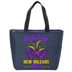 Trip New Orleans 2024 Mardi Gras Mask Friends Vacation Zip Tote Bag