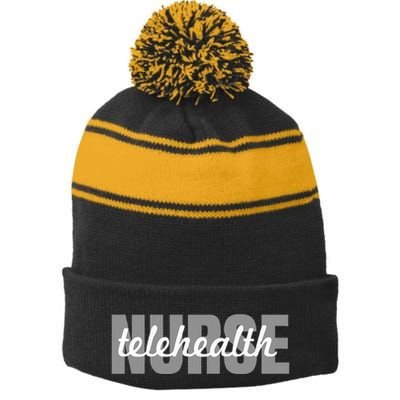 Telehealth Nurse Outfit Virtual Nursing Stripe Pom Pom Beanie