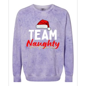 Team Naughty Or Nice Matching Christmas Santa Hat Pajama Gift Colorblast Crewneck Sweatshirt