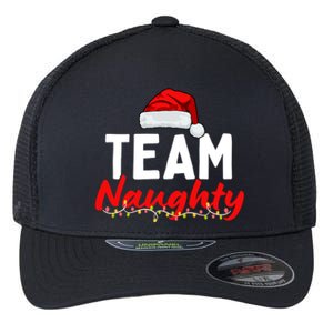 Team Naughty Or Nice Matching Christmas Santa Hat Pajama Gift Flexfit Unipanel Trucker Cap