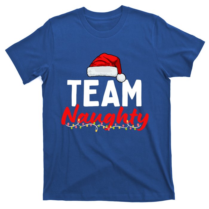 Team Naughty Or Nice Matching Christmas Santa Hat Pajama Gift T-Shirt