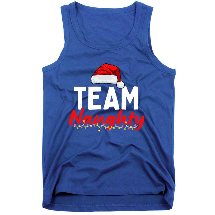 Team Naughty Or Nice Matching Christmas Santa Hat Pajama Gift Tank Top