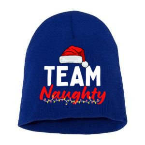 Team Naughty Or Nice Matching Christmas Santa Hat Pajama Gift Short Acrylic Beanie