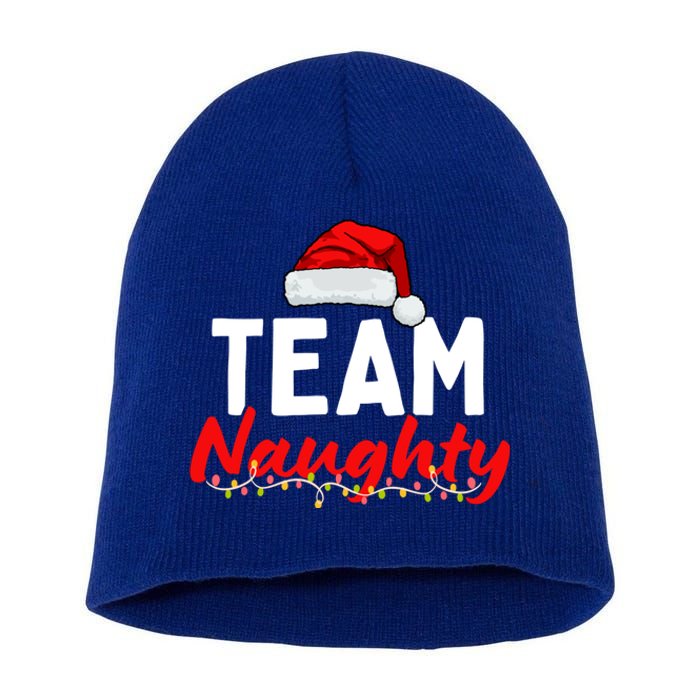 Team Naughty Or Nice Matching Christmas Santa Hat Pajama Gift Short Acrylic Beanie