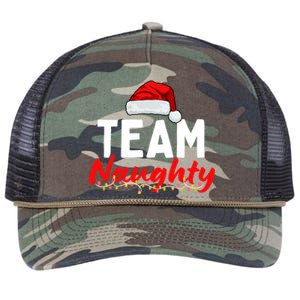 Team Naughty Or Nice Matching Christmas Santa Hat Pajama Gift Retro Rope Trucker Hat Cap