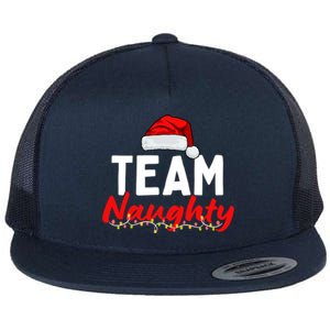 Team Naughty Or Nice Matching Christmas Santa Hat Pajama Gift Flat Bill Trucker Hat