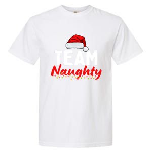 Team Naughty Or Nice Matching Christmas Santa Hat Pajama Gift Garment-Dyed Heavyweight T-Shirt