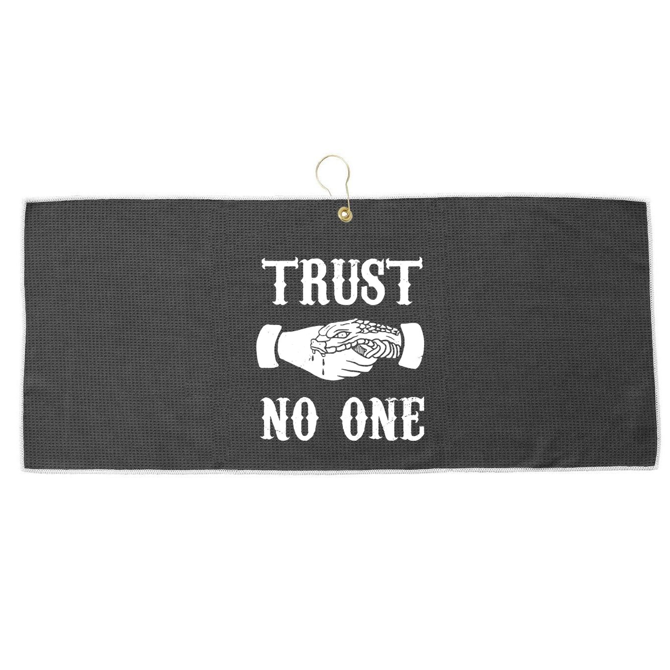 Trust No One Large Microfiber Waffle Golf Towel