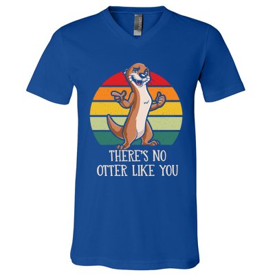 Theres No Otter Like You Otter Lover Couples Sea Otter Cool Gift V-Neck T-Shirt