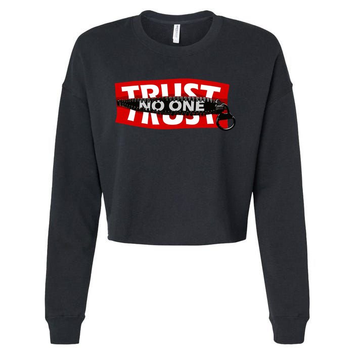Trust No One Graphic Cropped Pullover Crew