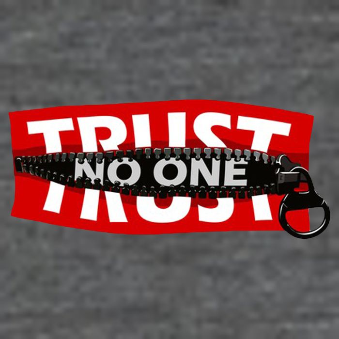 Trust No One Graphic 7 Panel Mesh Trucker Snapback Hat