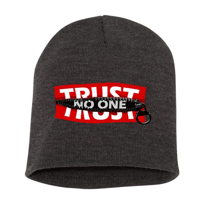 Trust No One Graphic Short Acrylic Beanie