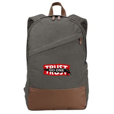 Trust No One Graphic Cotton Canvas Backpack