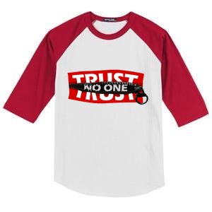 Trust No One Graphic Kids Colorblock Raglan Jersey