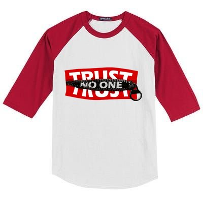 Trust No One Graphic Kids Colorblock Raglan Jersey