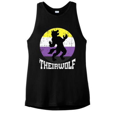 Theirwolf Nonbinary Pride Non Binary Enby NB Flag LGBTQ Ladies PosiCharge Tri-Blend Wicking Tank