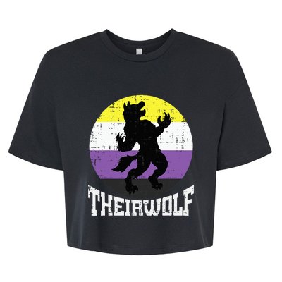 Theirwolf Nonbinary Pride Non Binary Enby NB Flag LGBTQ Bella+Canvas Jersey Crop Tee