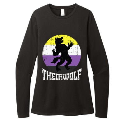 Theirwolf Nonbinary Pride Non Binary Enby NB Flag LGBTQ Womens CVC Long Sleeve Shirt