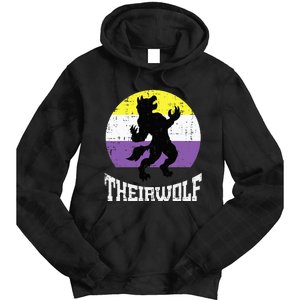 Theirwolf Nonbinary Pride Non Binary Enby NB Flag LGBTQ Tie Dye Hoodie