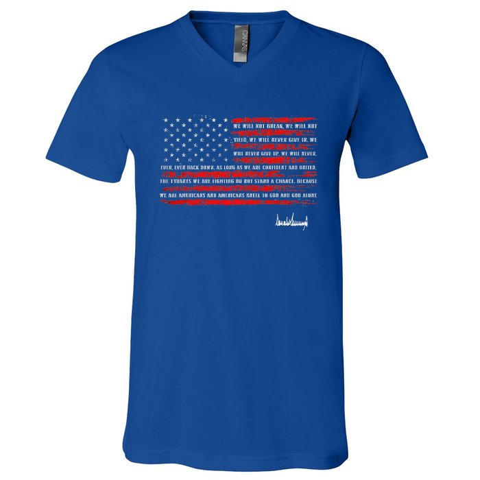 Trump Nation Proclamation Flag V-Neck T-Shirt