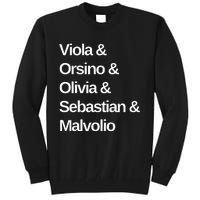 Twelfth Night Play Characters Shakespeare Tall Sweatshirt