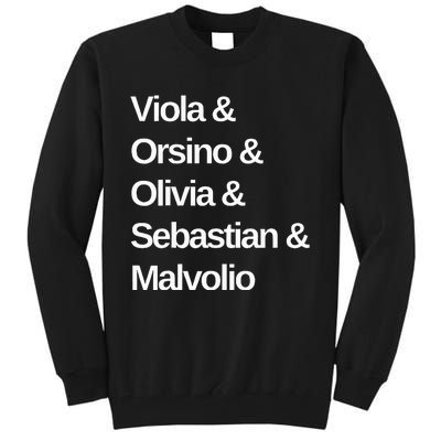 Twelfth Night Play Characters Shakespeare Tall Sweatshirt