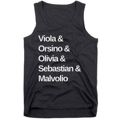 Twelfth Night Play Characters Shakespeare Tank Top