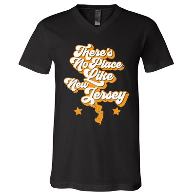 ThereS No Place Like New Jersey Home State Retro Style V-Neck T-Shirt