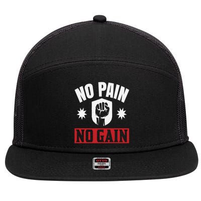 Tgiftgift No Pain No Gain Gift Cute Gift 7 Panel Mesh Trucker Snapback Hat