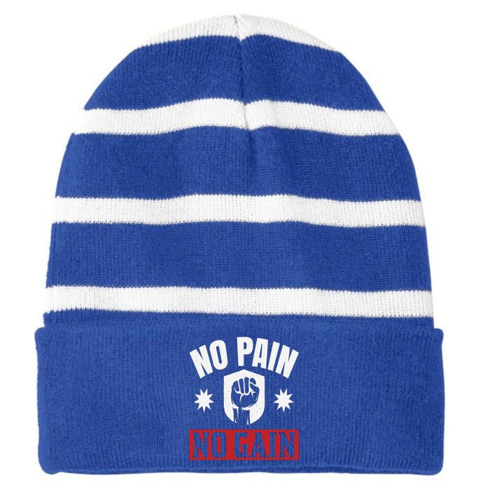 Tgiftgift No Pain No Gain Gift Cute Gift Striped Beanie with Solid Band