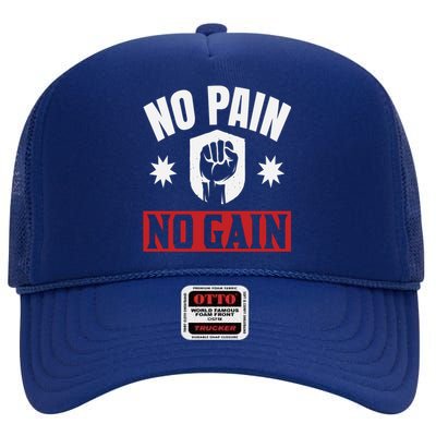 Tgiftgift No Pain No Gain Gift Cute Gift High Crown Mesh Back Trucker Hat