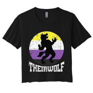 Theirwolf Nonbinary Pride Non Binary Enby NB Flag LGBTQ Women's Crop Top Tee