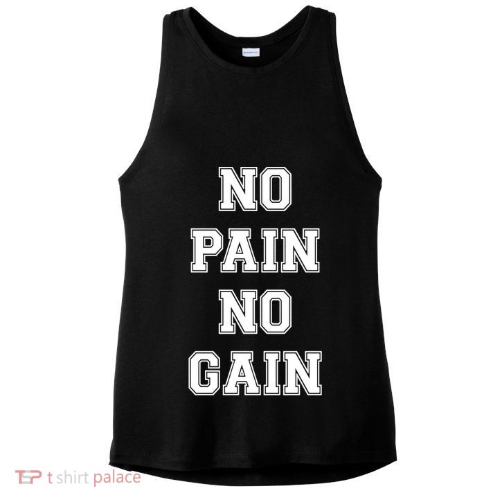 Trendy No Pain No Gain Bold Outline Gift Ladies PosiCharge Tri-Blend Wicking Tank