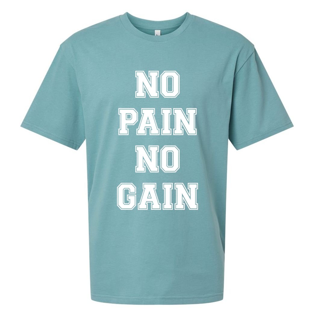 Trendy No Pain No Gain Bold Outline Gift Sueded Cloud Jersey T-Shirt