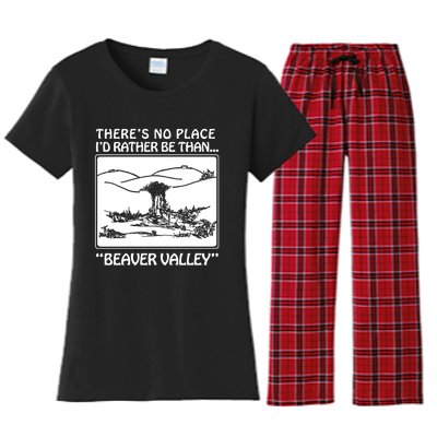 ThereS No Place ID Rather Be Than Beaver Valley Women's Flannel Pajama Set