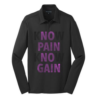 Trendy No Pain No Gain Cool Gift Silk Touch Performance Long Sleeve Polo