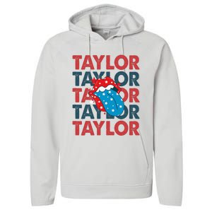 Taylor Name Personalized American 4th Of July Patriotic Performance Fleece Hoodie