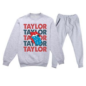 Taylor Name Personalized American 4th Of July Patriotic Premium Crewneck Sweatsuit Set