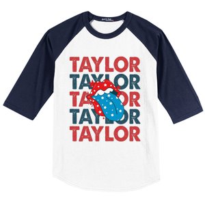 Taylor Name Personalized American 4th Of July Patriotic Baseball Sleeve Shirt