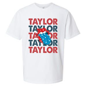 Taylor Name Personalized American 4th Of July Patriotic Sueded Cloud Jersey T-Shirt