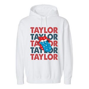 Taylor Name Personalized American 4th Of July Patriotic Garment-Dyed Fleece Hoodie