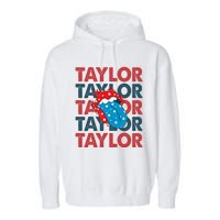 Taylor Name Personalized American 4th Of July Patriotic Garment-Dyed Fleece Hoodie