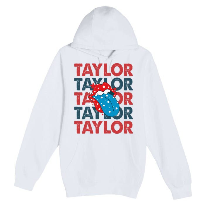 Taylor Name Personalized American 4th Of July Patriotic Premium Pullover Hoodie