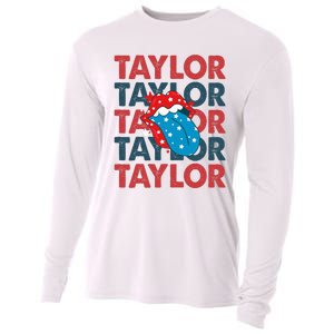 Taylor Name Personalized American 4th Of July Patriotic Cooling Performance Long Sleeve Crew