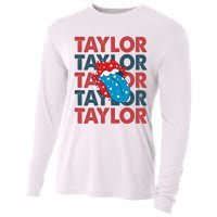 Taylor Name Personalized American 4th Of July Patriotic Cooling Performance Long Sleeve Crew