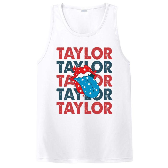 Taylor Name Personalized American 4th Of July Patriotic PosiCharge Competitor Tank