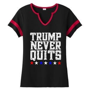 Trump Never Quits Ladies Halftime Notch Neck Tee