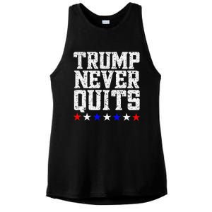 Trump Never Quits Ladies PosiCharge Tri-Blend Wicking Tank