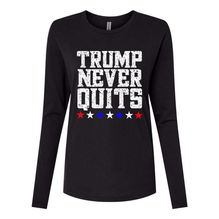 Trump Never Quits Womens Cotton Relaxed Long Sleeve T-Shirt